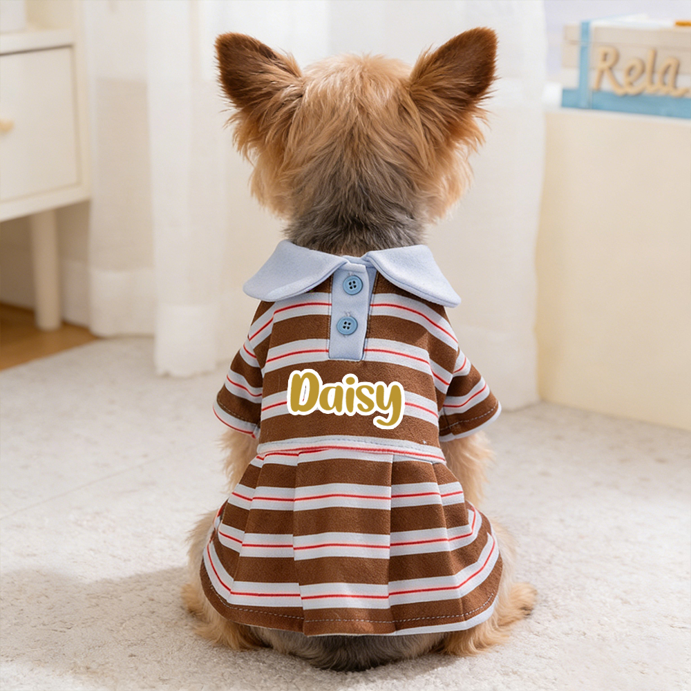 Personalized Name Summer Pet Striped Derss | inCloth48