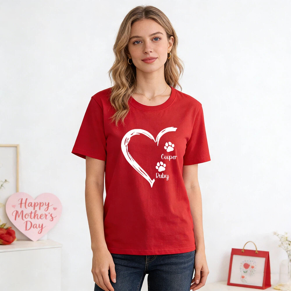 Personalized Mother's Day Pet Mom Heart T-Shirt | inCloth58