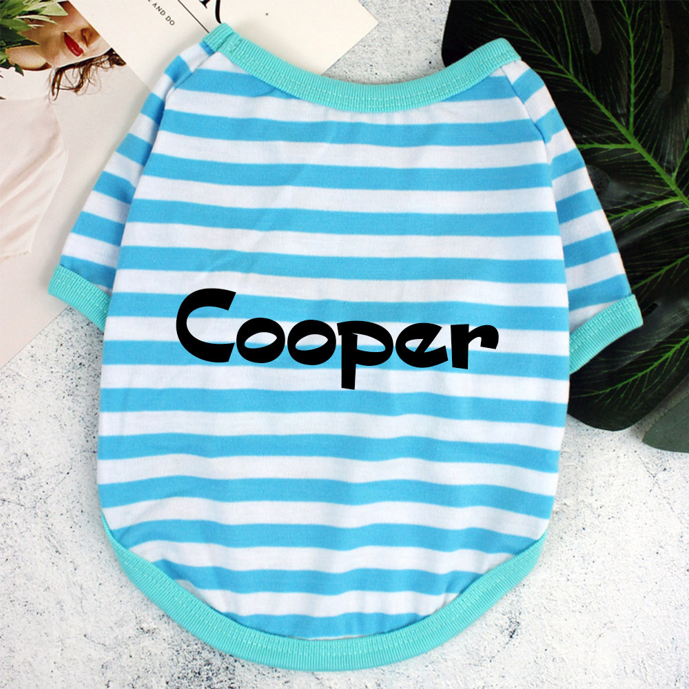 Personalized Name Summer Striped Pet T-Shirt | inCloth76