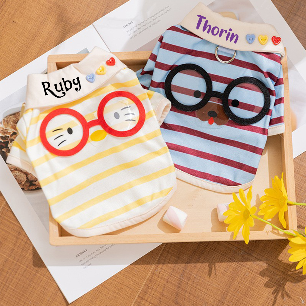 Personalized Name Striped Pet T-Shirt | inCloth87