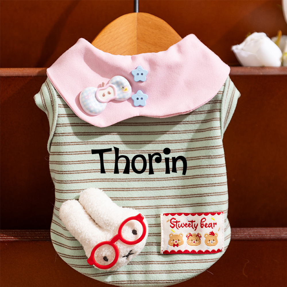 Personalized Name Striped Pet T-Shirt | inCloth91