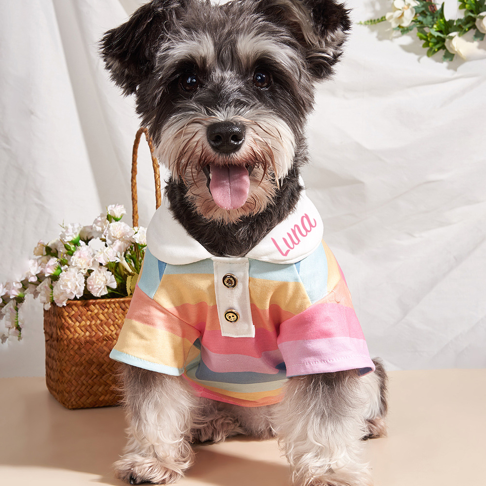 Personalized Pet Rainbow Striped Polo Shirt | inCloth106