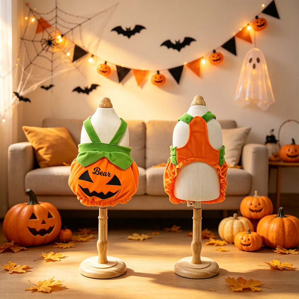 Personalized Pet Halloween Pumpkin Pinafore Dress | inCloth112