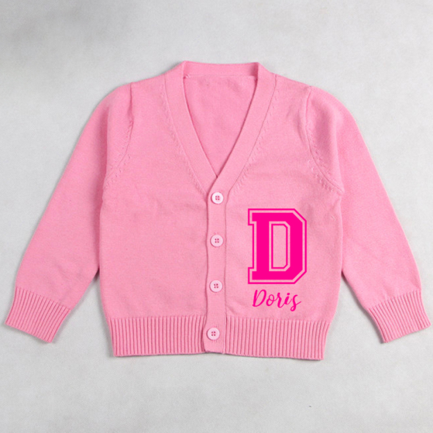 Personalized Color Kids Button Cardigan | inSweater06