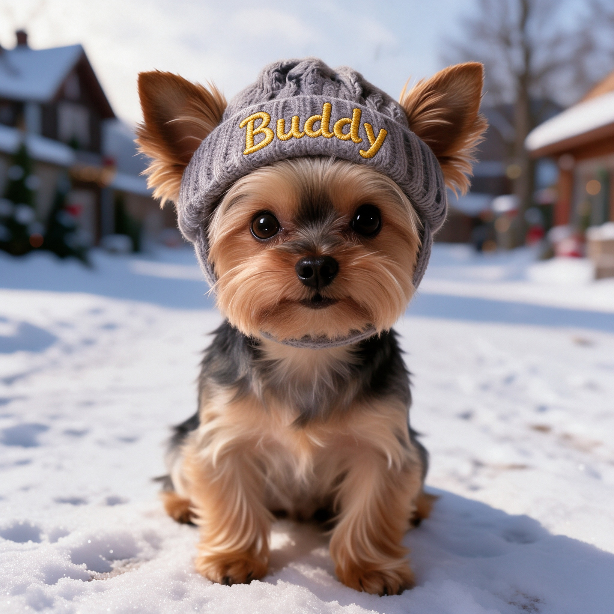Personalized Embroidered Name Dog Winter Beanie with Ear Holes | inHat07