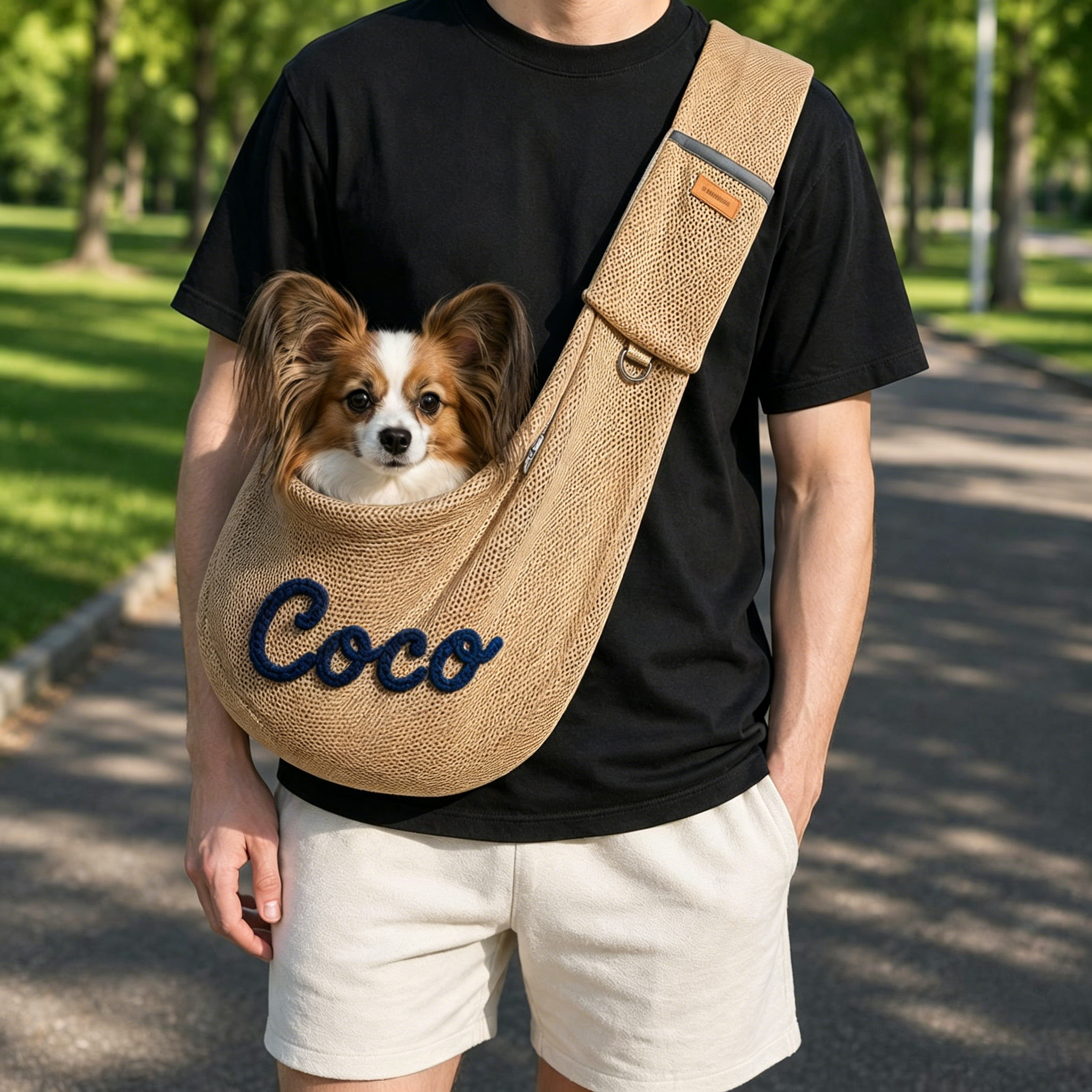 Personalized Hand-Embroidered Breathable Mesh Pet Carrier | inBag92