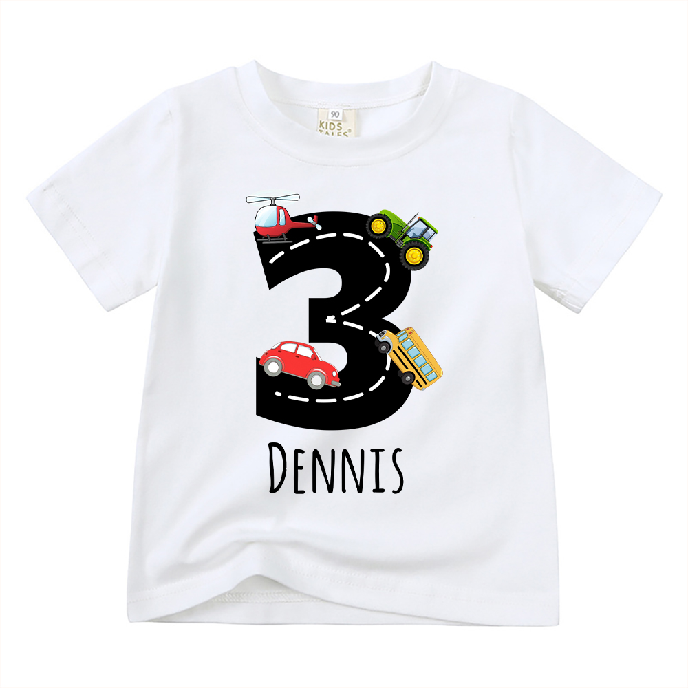 Personalized Kid Transportation Vehicle Party Birthday T-Shirt | inTee14