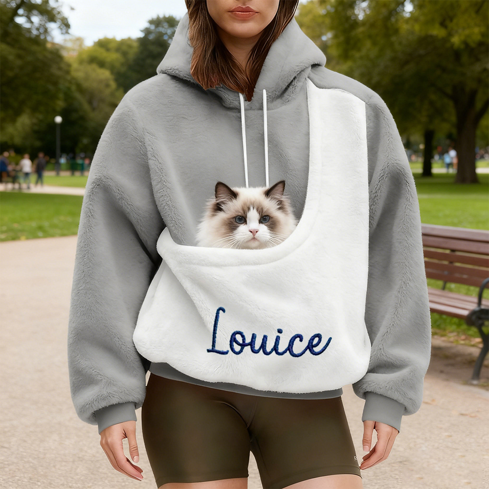 Personalized Embroidered Name Cozy Pet Carrier Fleece Hoodie | KKCloth333