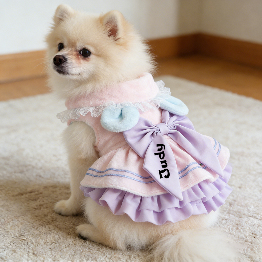 Personalized Name Pet Bowknot Dress | KKPet439