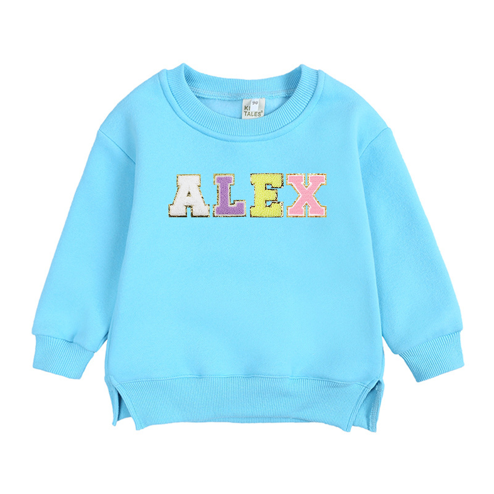 Personalized Kid Chenille Patch Name Crewneck Sweatshirt | insweatshirt57