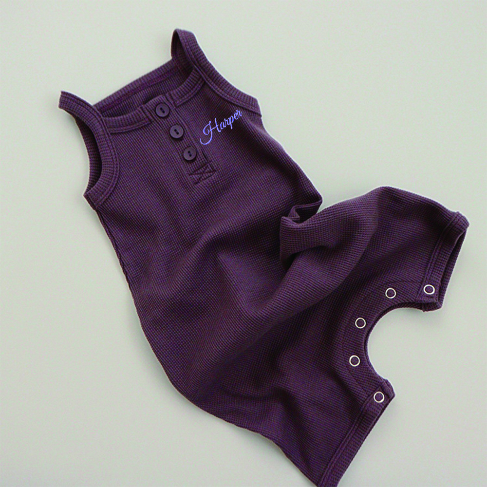 Personalized Embroidery Waffle Baby Cozy Soft Summer Romper | inRomper28