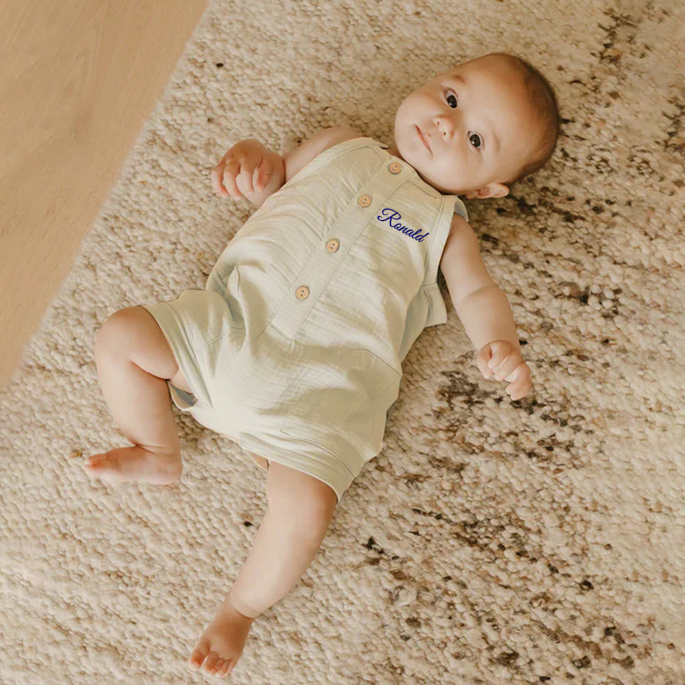Personalized Embroidery Baby Cotton Muslin Romper | inRomper33