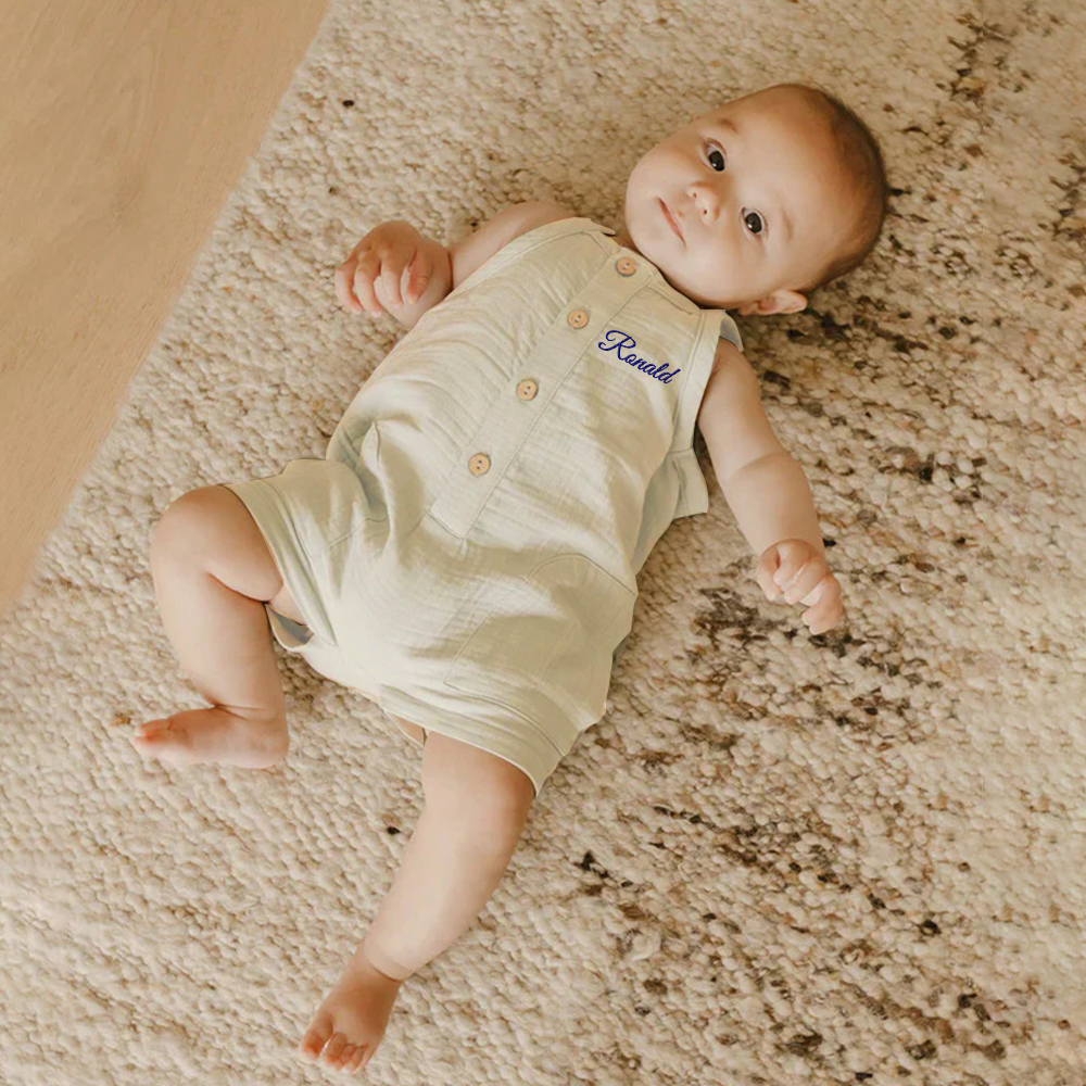 Personalized Embroidery Baby Cotton Muslin Romper | inRomper33