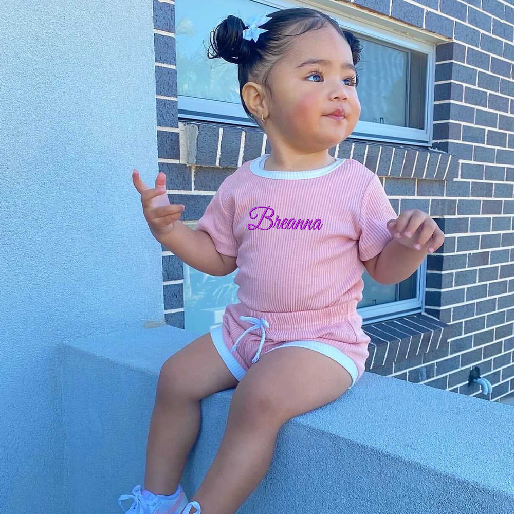 Personalized Embroidery Baby Cotton Cozy Soft Colourful Outfit Set | inSet45