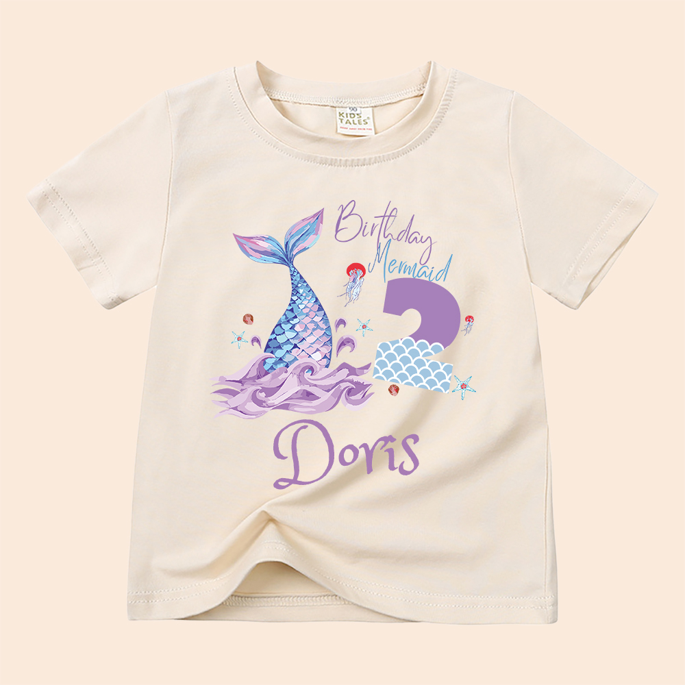 Personalized Girls Lovely Mermaid Birthday T-Shirt | inTee15