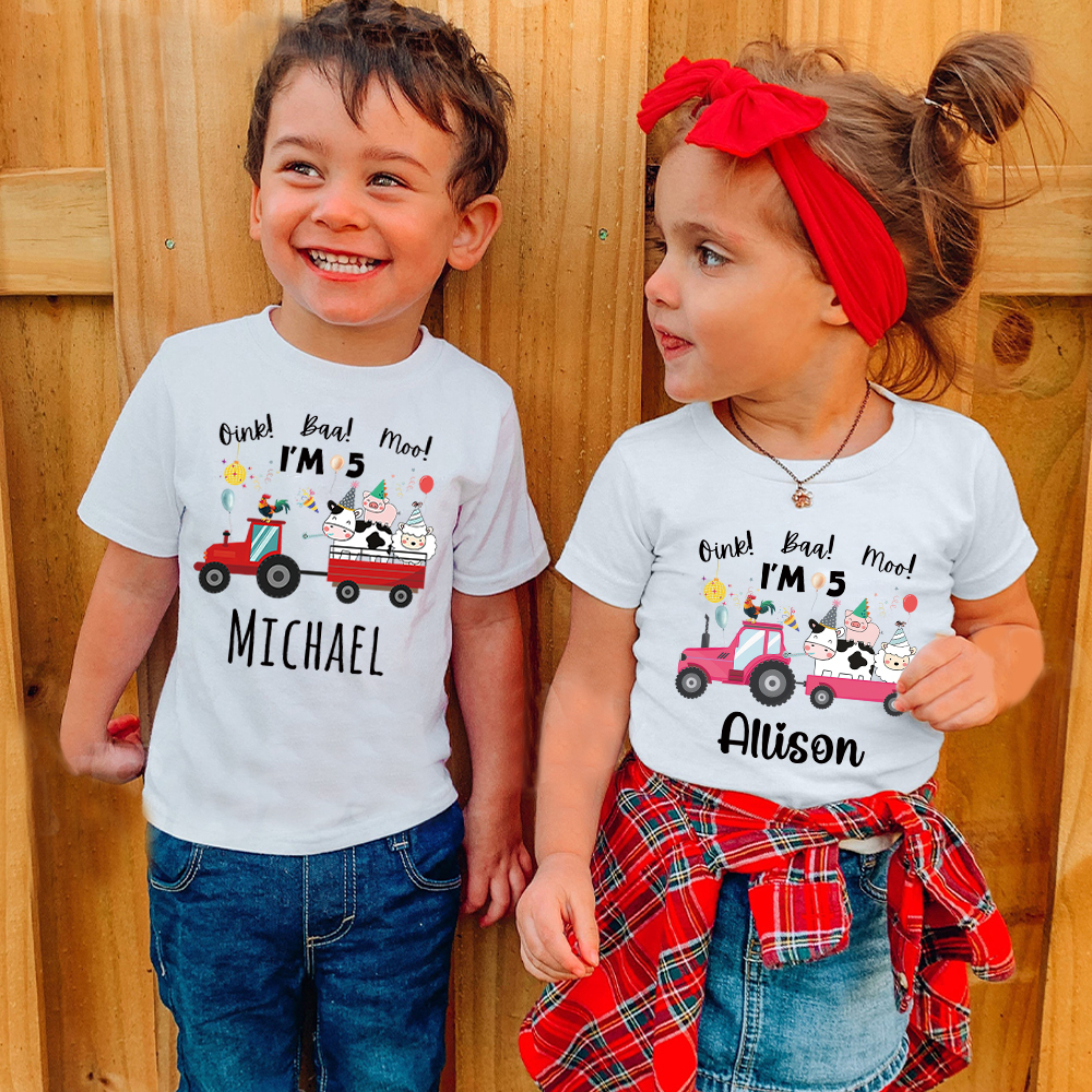 Personalized Kid Cute Farm Animal Party Birthday T-Shirt | inTee17