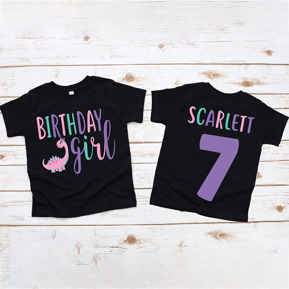 Personalized Cute Dinosaur Girl Birthday T-Shirt | inBirth17