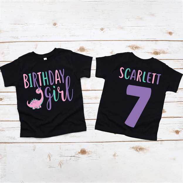 Personalized Cute Dinosaur Girl Birthday T-Shirt | inBirth17