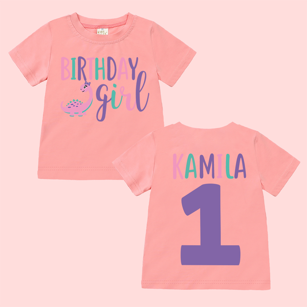 Personalized Cute Dinosaur Girl Birthday T-Shirt | inBirth17