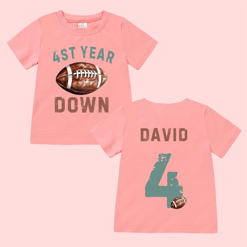 Personalized First Year Down Football Birthday T-Shirt | inBirth20