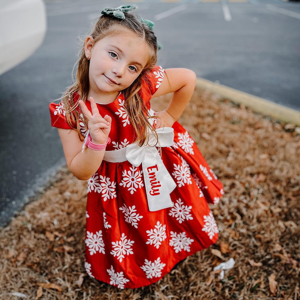 Personalized Girls Christmas Snowflake Princess Dress | inDress01