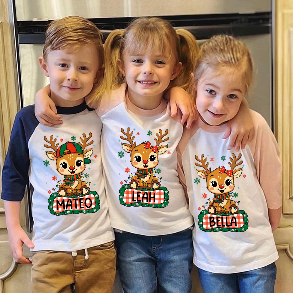 Personalized Kid Cozy Christmas Elk Sweatshirt | inSweatshirt85