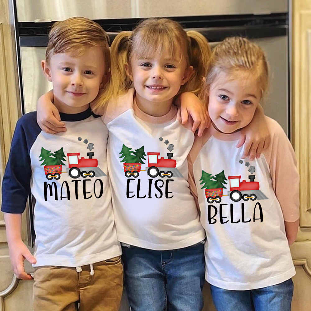 Personalized Kid Cozy Christmas Train Sweatshirt | inSweatshirt86