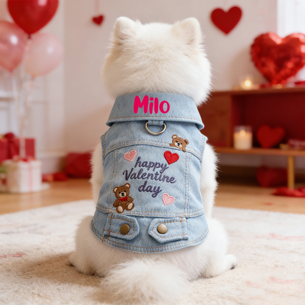 Personalized Pet Valentine’s Day Denim Jacket | inCloth06
