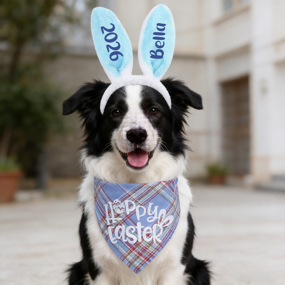 Personalized Easter Pet Bunny Headband and Bandana Set | inAccs11