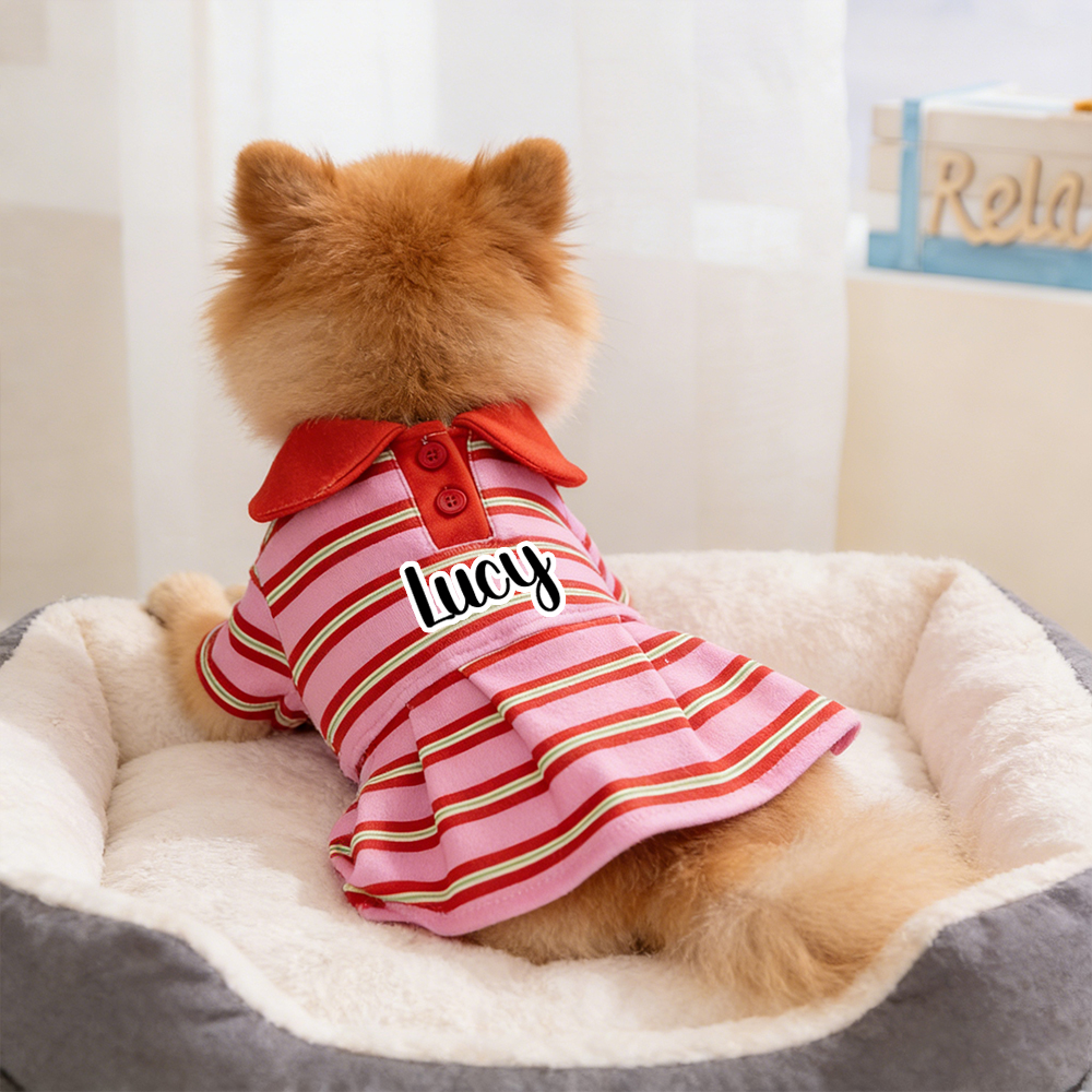 Personalized Name Summer Pet Striped Derss | inCloth48
