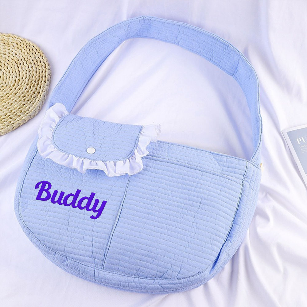 Personalized  Embroidered Name Quilted Cotton Pet Sling Carrier | inAccs38