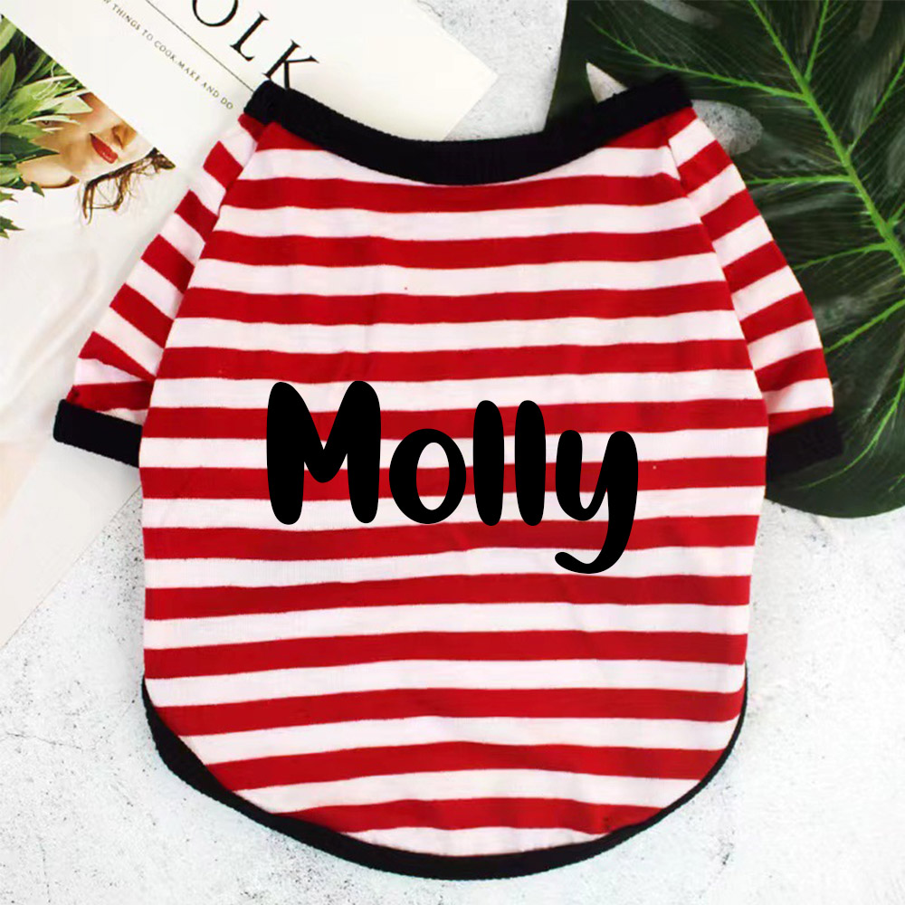 Personalized Name Summer Striped Pet T-Shirt | inCloth76
