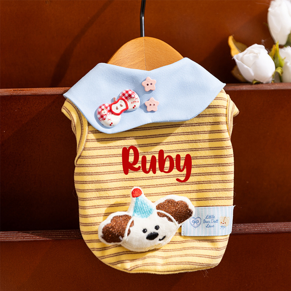 Personalized Name Striped Pet T-Shirt | inCloth91