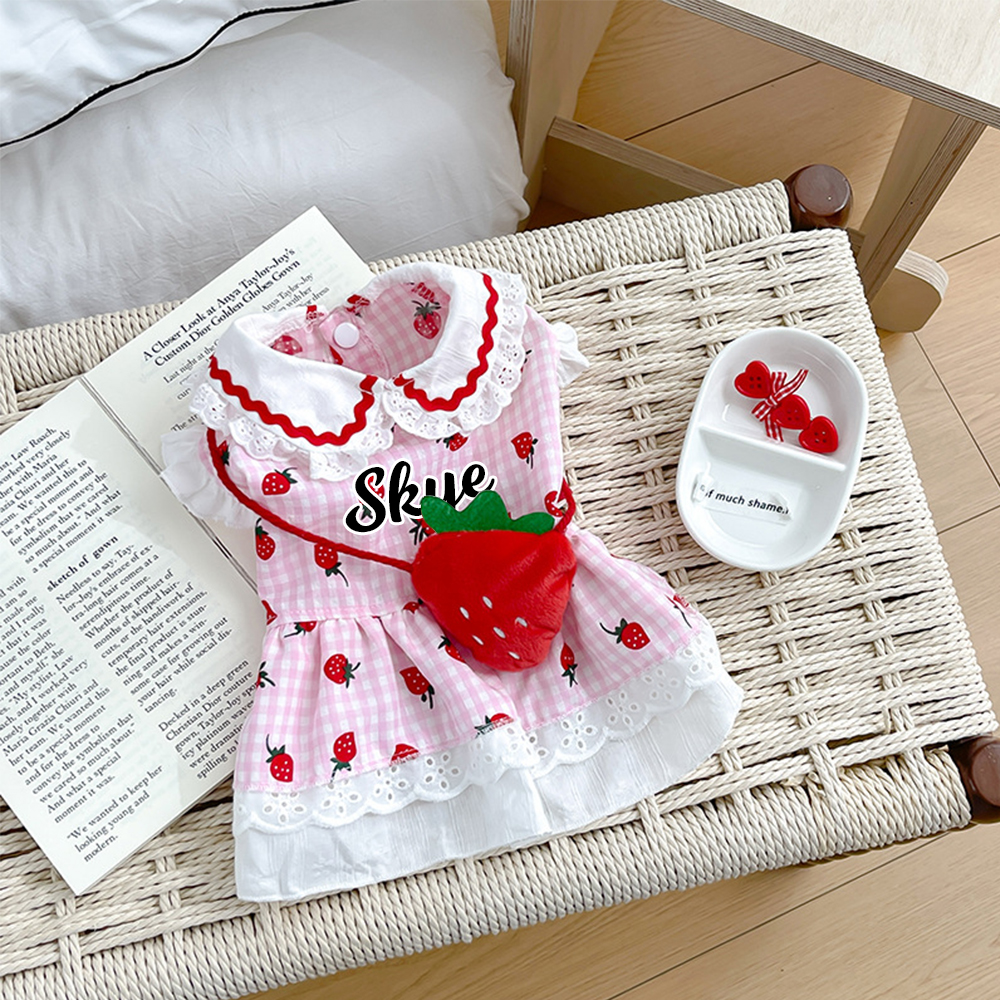 Personalized Name Strawberry Princess Pet Dress | inCloth93