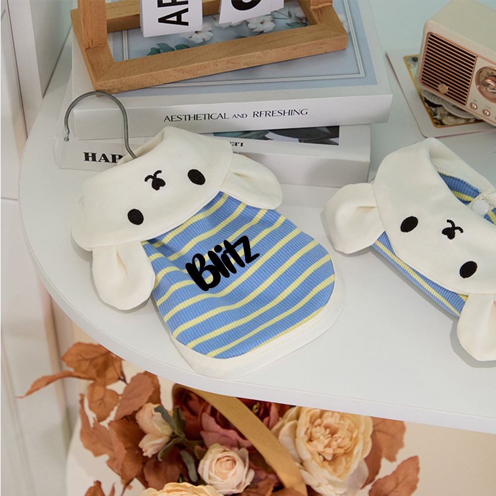 Personalized Name Breathable Striped Pet Vest  | inCloth97