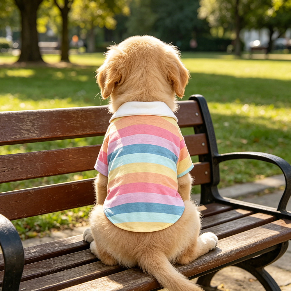 Personalized Pet Rainbow Striped Polo Shirt | inCloth106