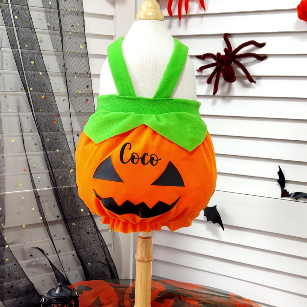 Personalized Pet Halloween Pumpkin Pinafore Dress | inCloth112