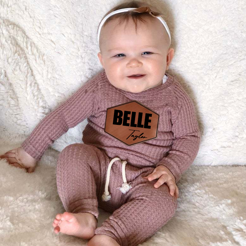 Personalized Baby Cozy Waffle Knit Pajama Set | inSet39