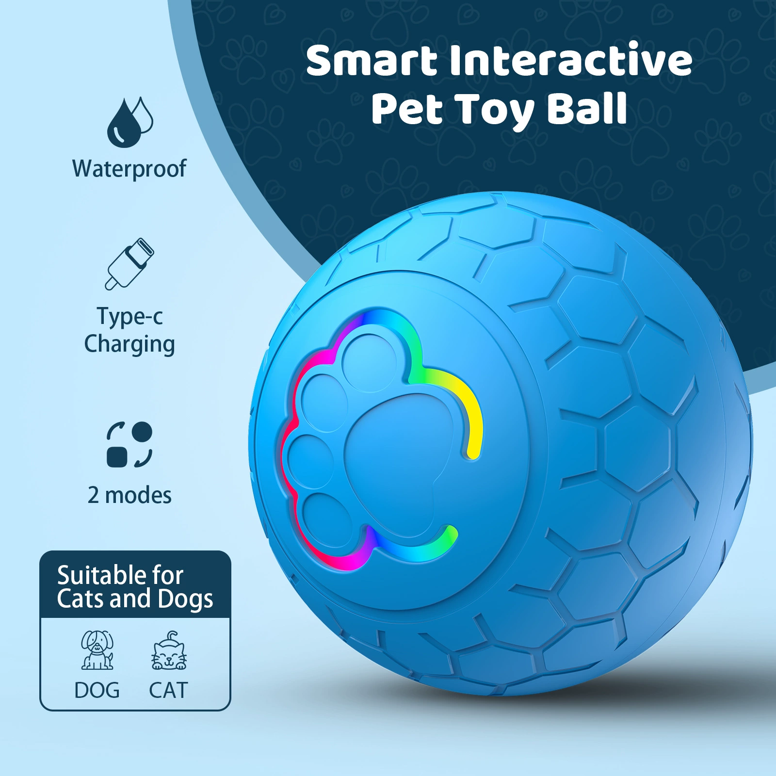 Personalized Rechargeable Electronic Pet Bouncing Ball Toy | inToy08