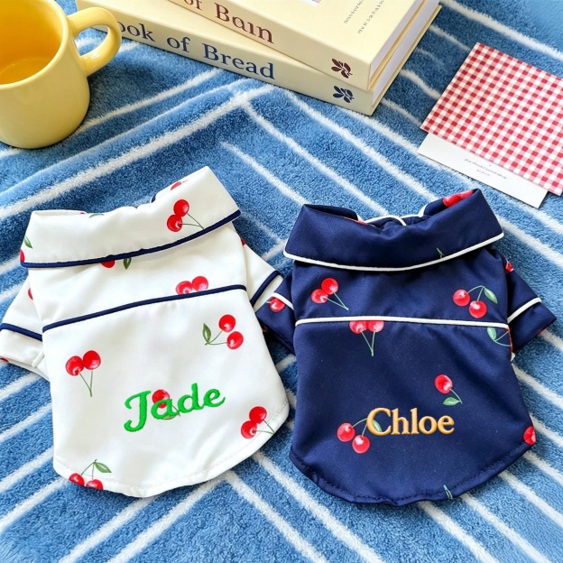 Personalized Embroidered Pet Cherry Print Pajamas | inCloth107