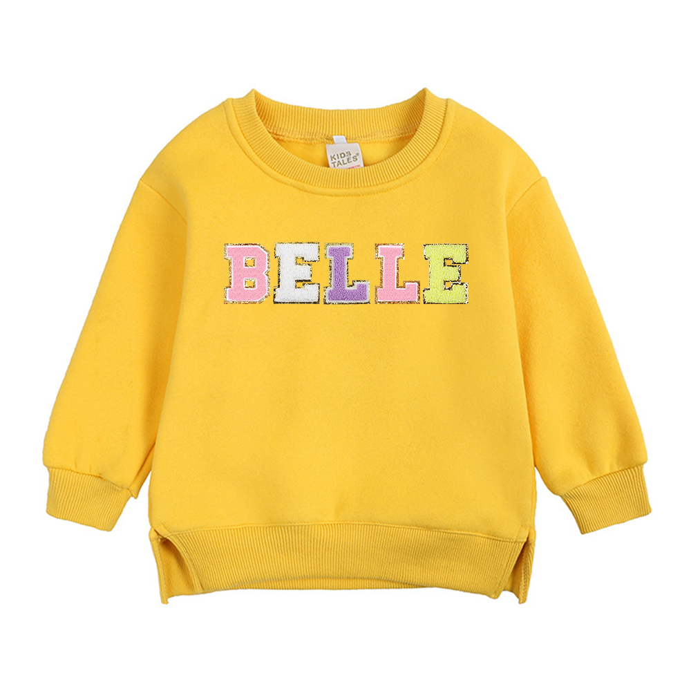 Personalized Kid Chenille Patch Name Crewneck Sweatshirt | insweatshirt57