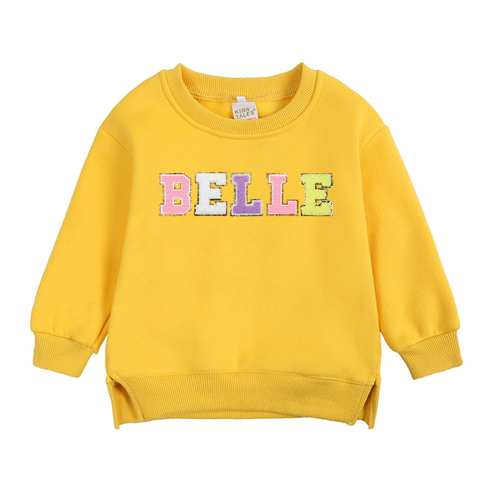 Personalized Kid Chenille Patch Name Crewneck Sweatshirt | insweatshirt57