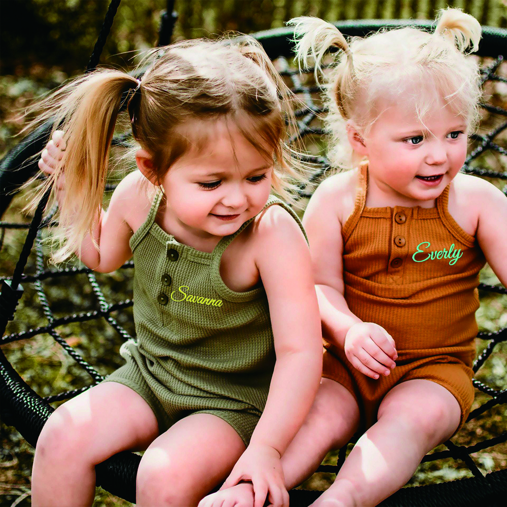 Personalized Embroidery Waffle Baby Cozy Soft Summer Romper | inRomper28