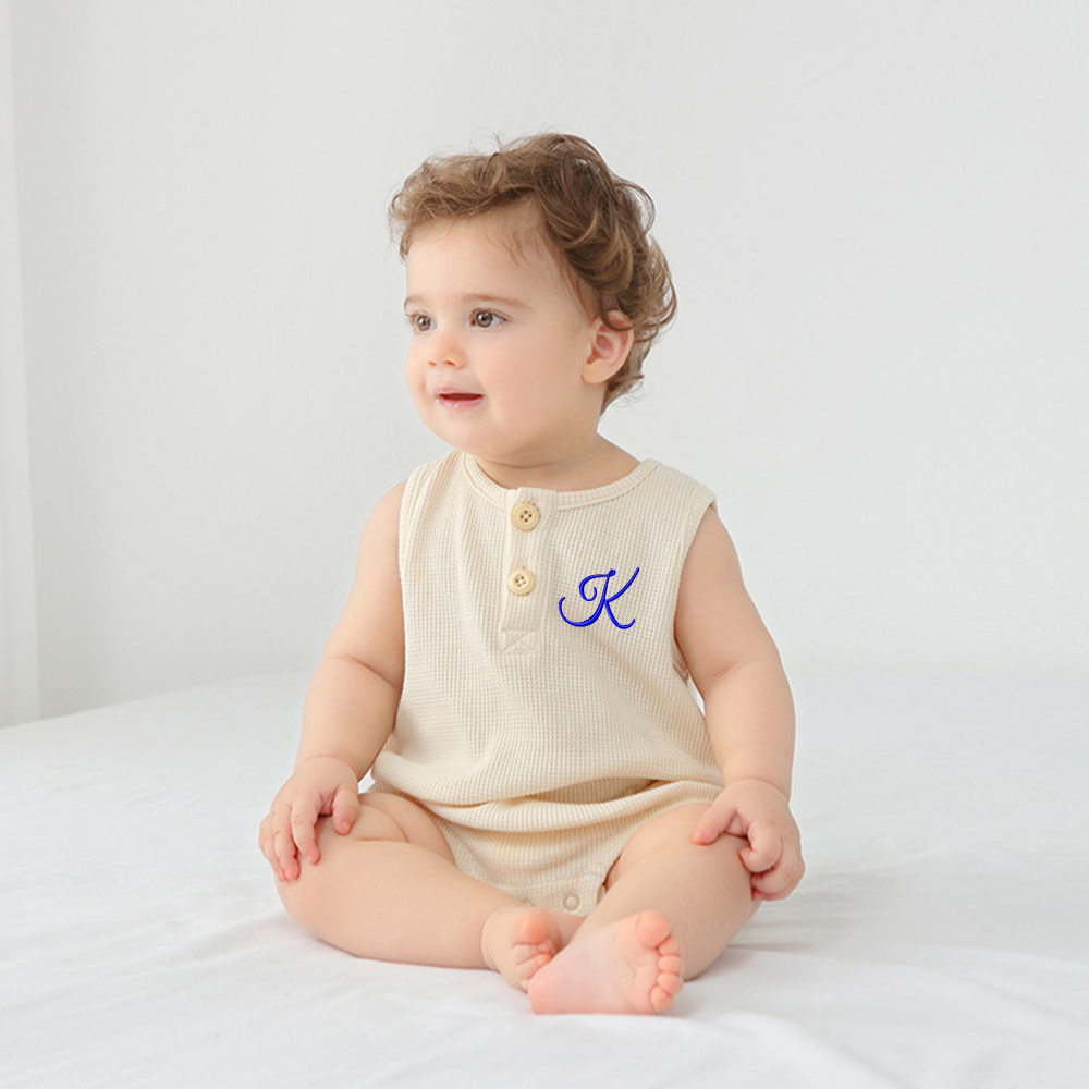 Personalized Embroidery Waffle Baby Cozy Soft Romper | inRomper31