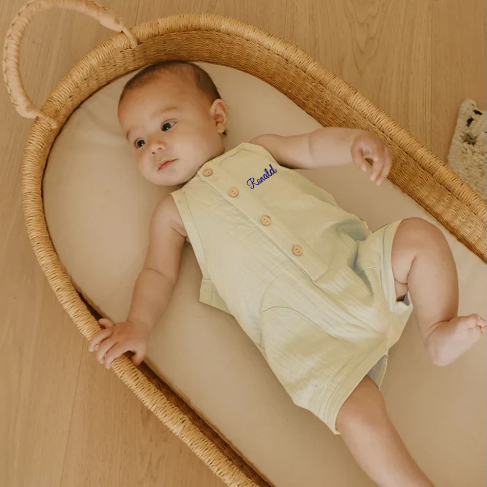 Personalized Embroidery Baby Cotton Muslin Romper | inRomper33