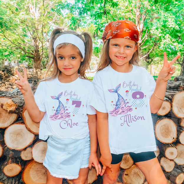 Personalized Girls Lovely Mermaid Birthday T-Shirt | inTee15