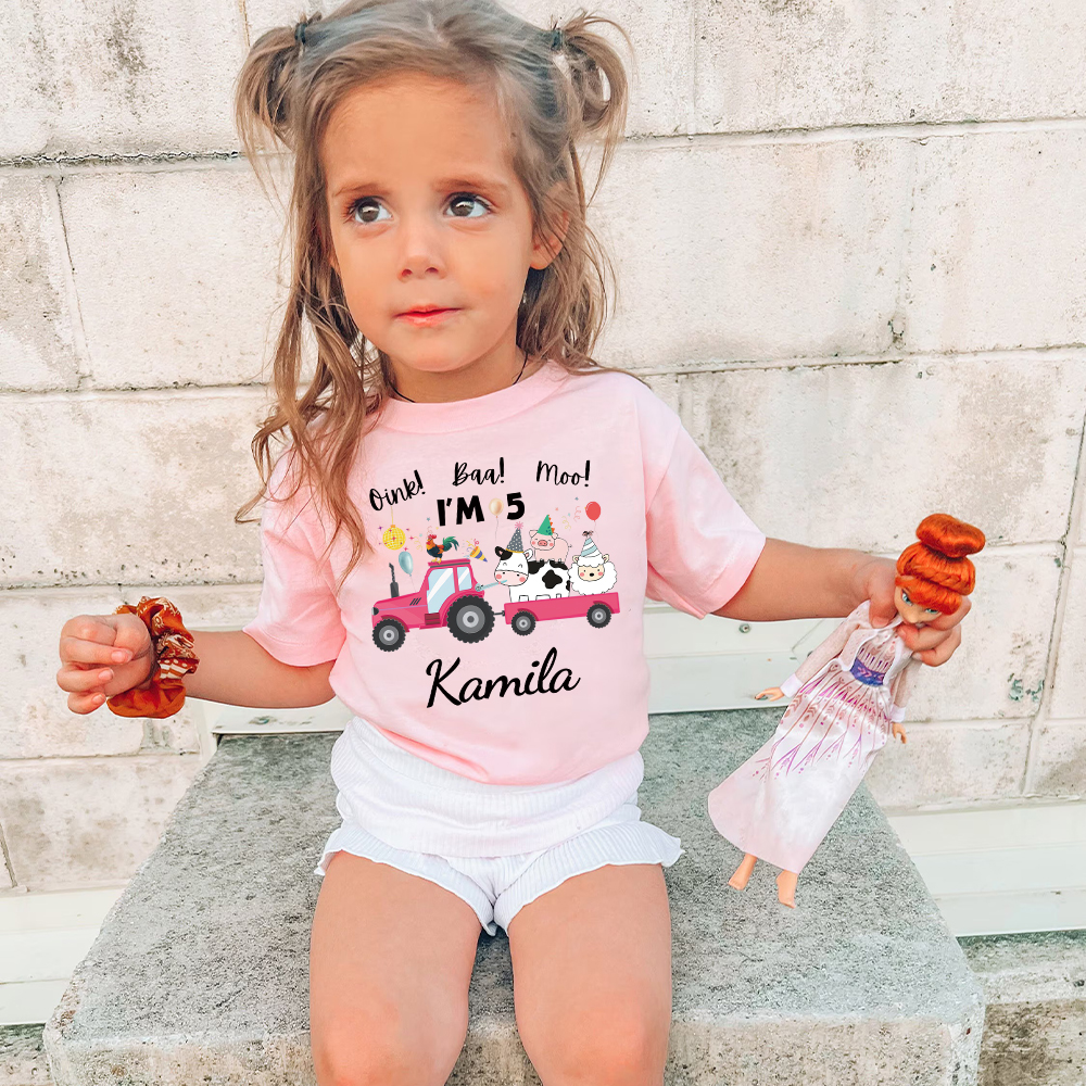 Personalized Kid Cute Farm Animal Party Birthday T-Shirt | inTee17