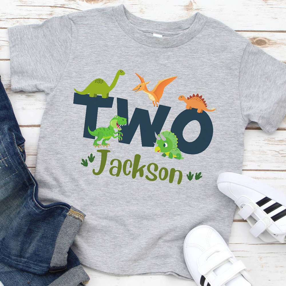 Personalized Kid Jurassic Dinosaur Party Birthday T-Shirt | inTee18