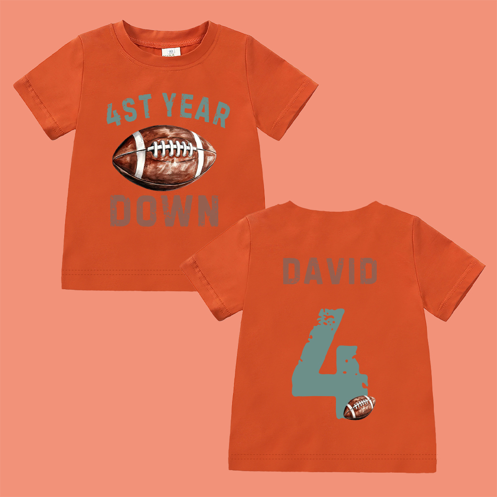 Personalized First Year Down Football Birthday T-Shirt | inBirth20