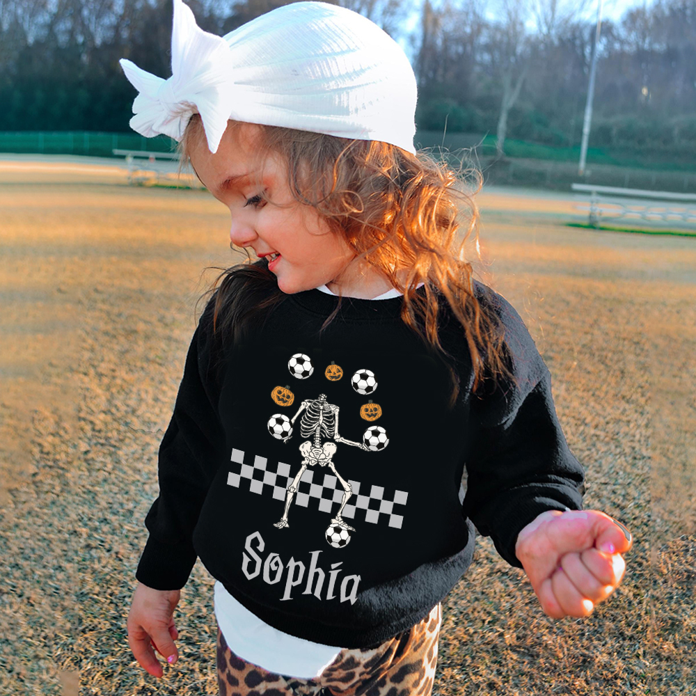 Personalized Kid Halloween Skeleton Party Sweatshirt | inSweatshirt76